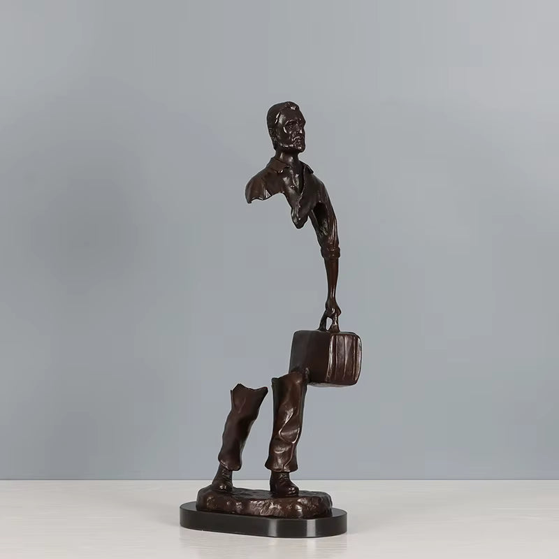 Reisender-Mann-Statue aus Bronze – Abstrakte Skulptur eines fehlenden Mannes für Zuhause, Büro, Dekoration