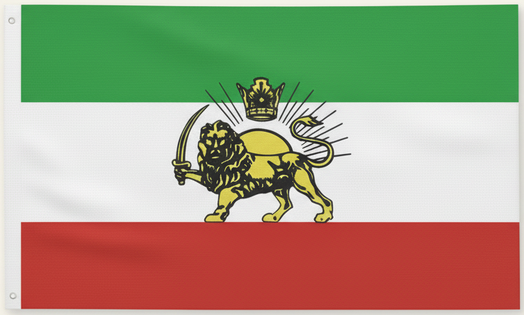 Iranian Lion and Sun Flag (Shir o Khorshid) with Pahlavi Crown Taj – Double Sided 90 x 150cm