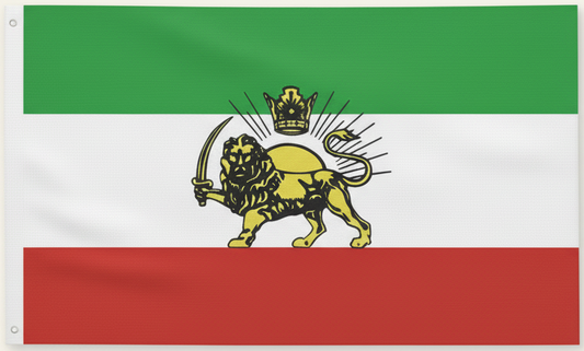 Iranian Lion and Sun Flag (Shir o Khorshid) with Pahlavi Crown Taj – Double Sided 90 x 150cm