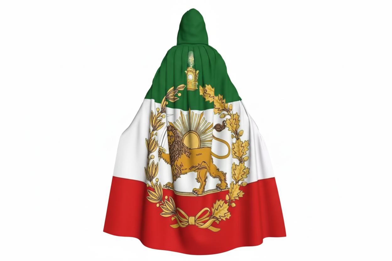 Cape with coat of arms design on a white background