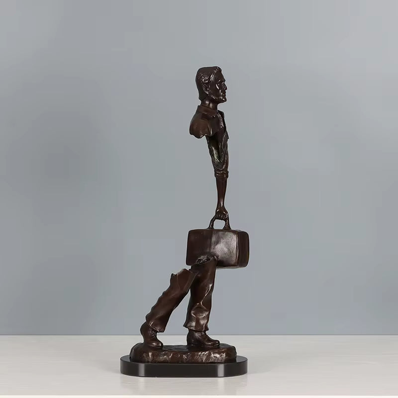 Reisender-Mann-Statue aus Bronze – Abstrakte Skulptur eines fehlenden Mannes für Zuhause, Büro, Dekoration