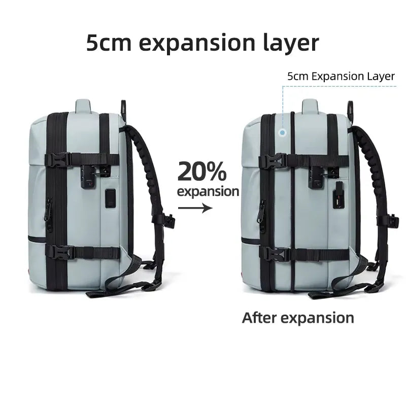 Vacuüm Compressie Rugzak 16 Inch Laptoptas, Uitbreidbare 40L Reistas met USB Opladen, Waterdicht voor Ryanair Gratis Handbagage | LevarJewelz