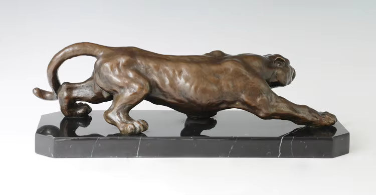 Bronzeskulptur Gepard Leopard – Echte Bronze Tierstatue für Heim- und Büroschreibtischdekoration