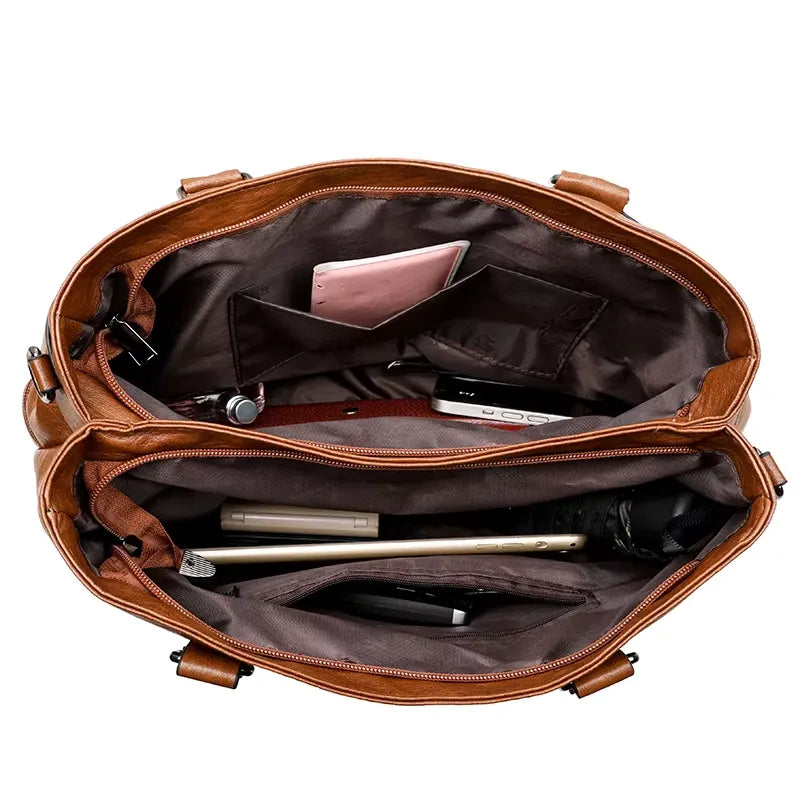 Dames handtas van veganistisch leer – Grote casual tote bag, schouder- en crossbodytas voor dagelijks gebruik van LevarJewelz