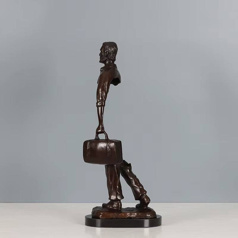Reisender-Mann-Statue aus Bronze – Abstrakte Skulptur eines fehlenden Mannes für Zuhause, Büro, Dekoration