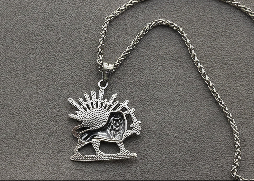 Sterling Silver Lion and Sun (Shir o Khorshid) Necklace Pendant Chain – Antique Pahlavi Jewelry by LevarJewelz