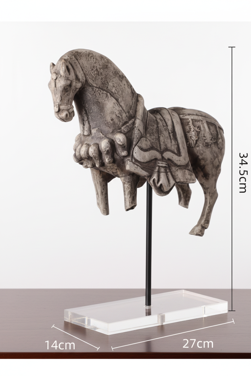 Retro Resin War Horse Sculpture Decorative Home Figurine