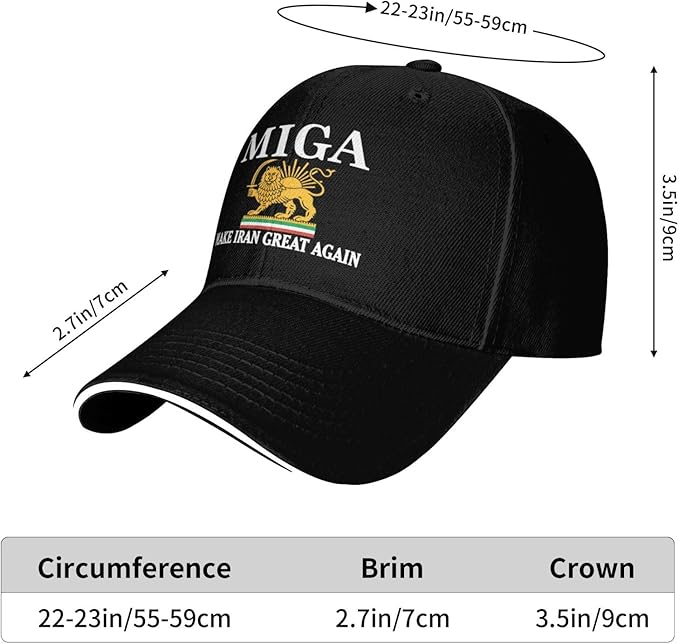 MIGA Make Iran Great Again Cap with Lion and Sun Symbol – Unisex Persian Heritage Hat for Men and Women
