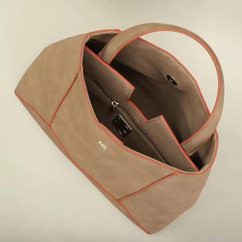 Echte leren draagtas voor dames – Geometrische schoudertas voor werk, winkelen en dagelijks gebruik | LevarJewelz