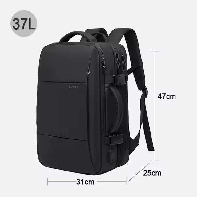 Black backpack on a white background