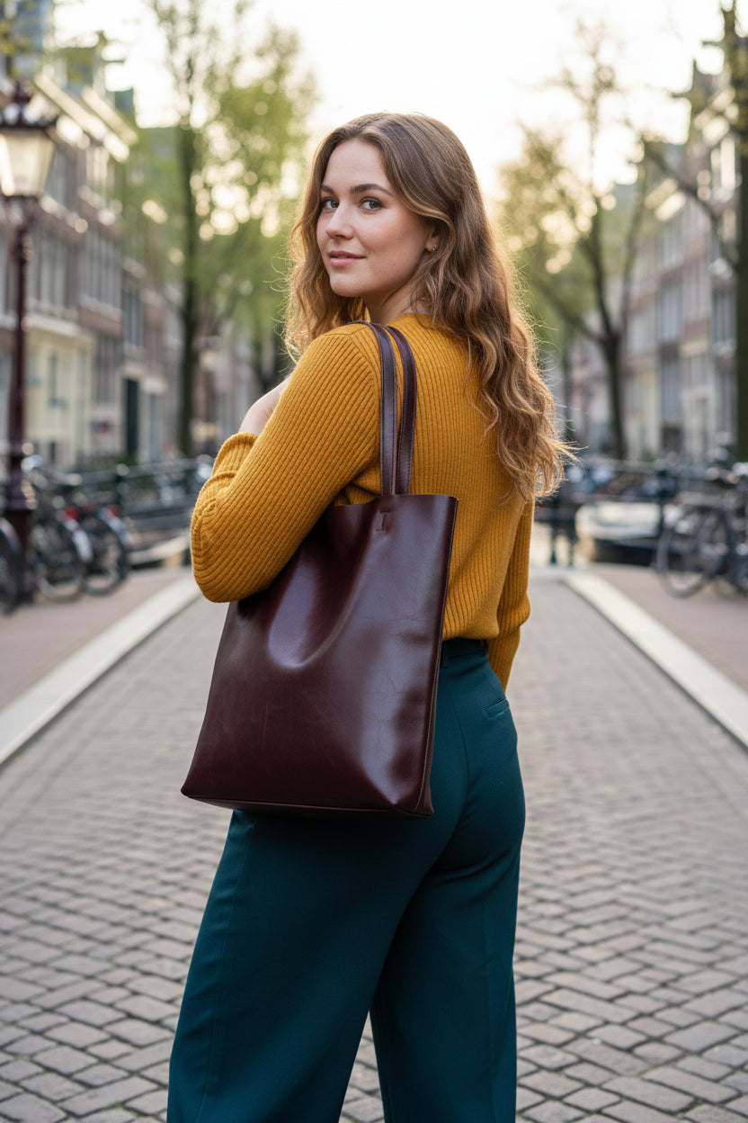 Echt lederen schoudertas voor dames – Grote vintage kantoortas van LevarJewelz