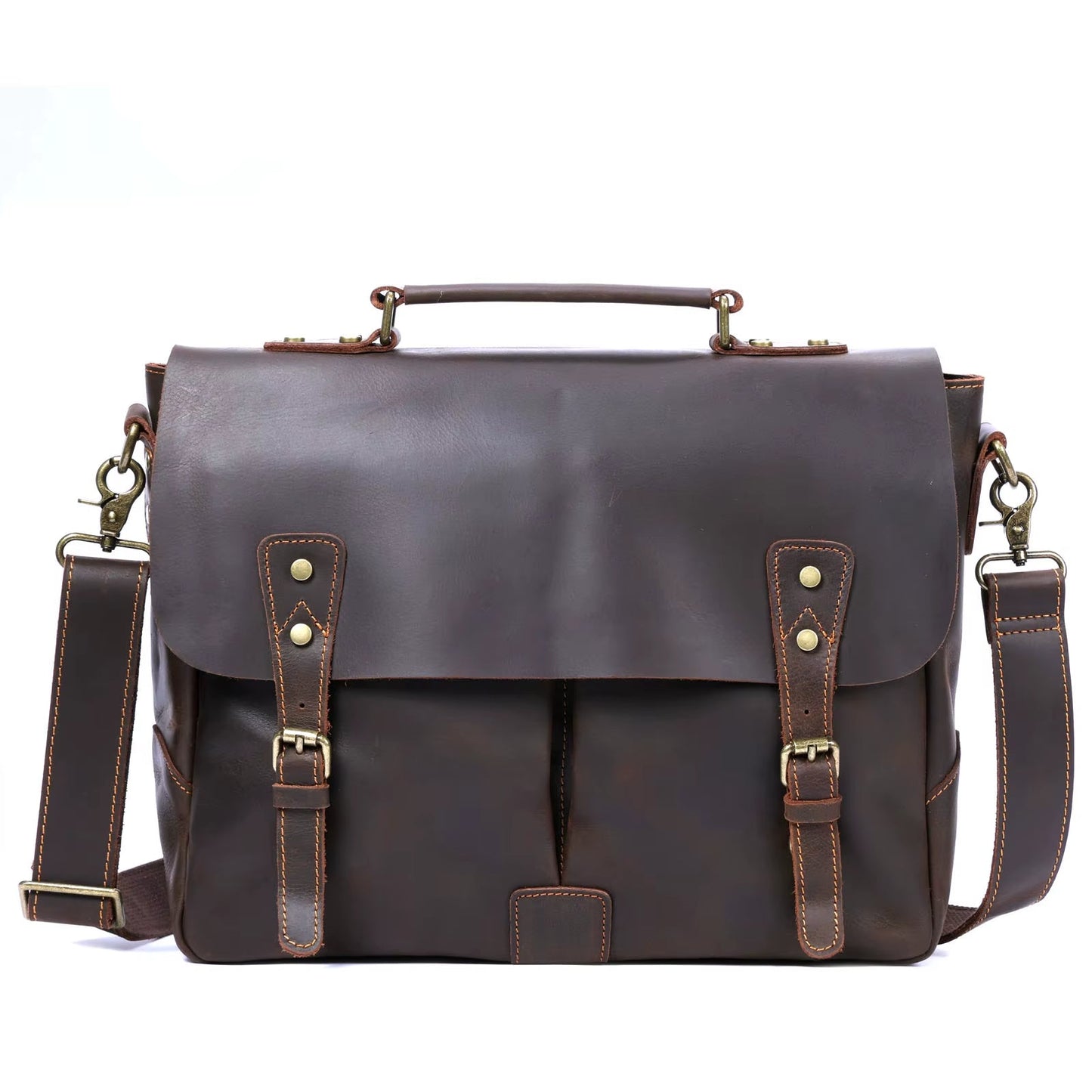 Leren laptoptas voor heren 14-15 inch Vintage Crazy Horse Leren Zakelijke Werktas voor Kantoor & Reizen | LevarJewelz