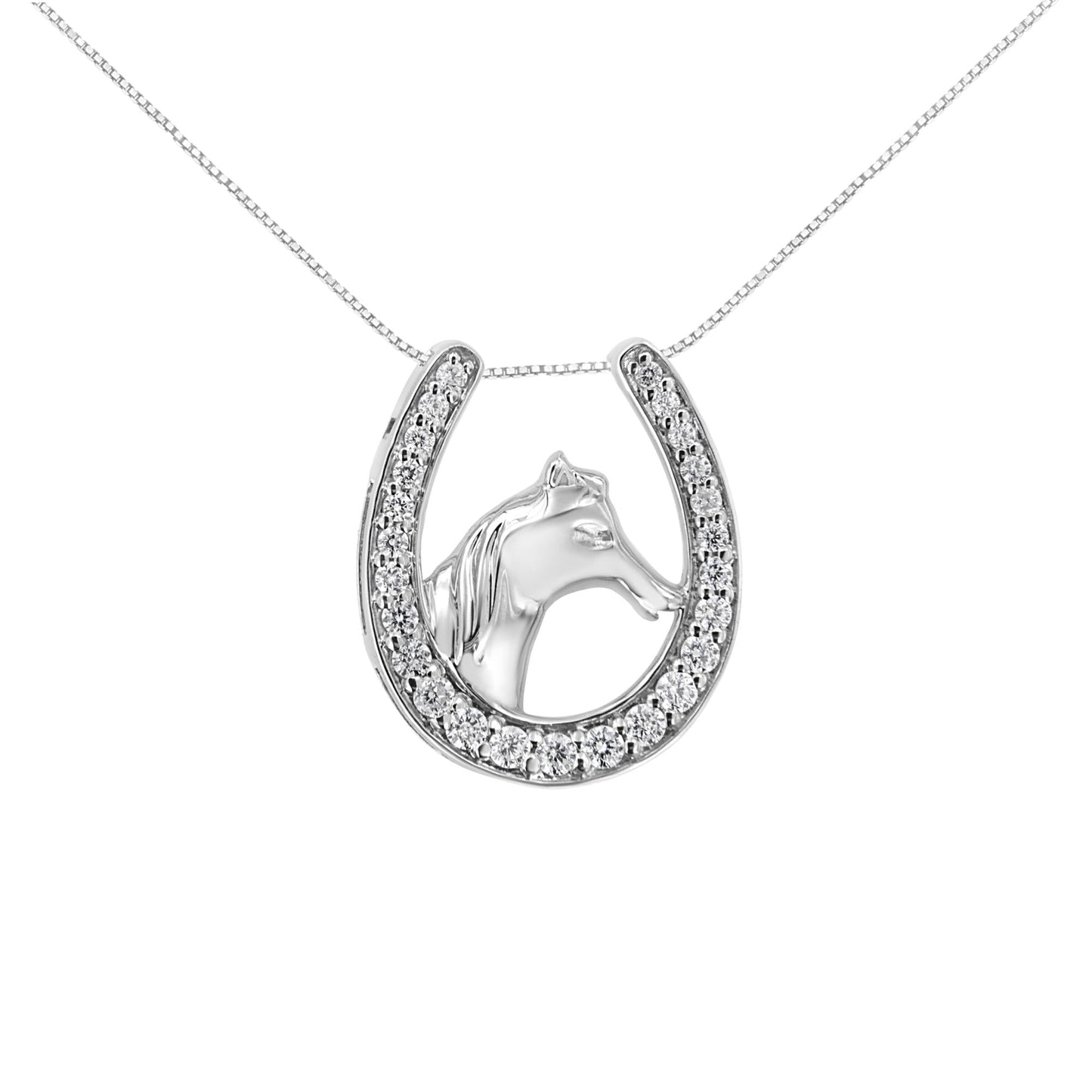 Elegant .925 Sterling Silver U-Shape Horseshoe Pendant Necklace with Diamonds – Equestrian Charm by LevarJewelz | Shine Beyond Limits