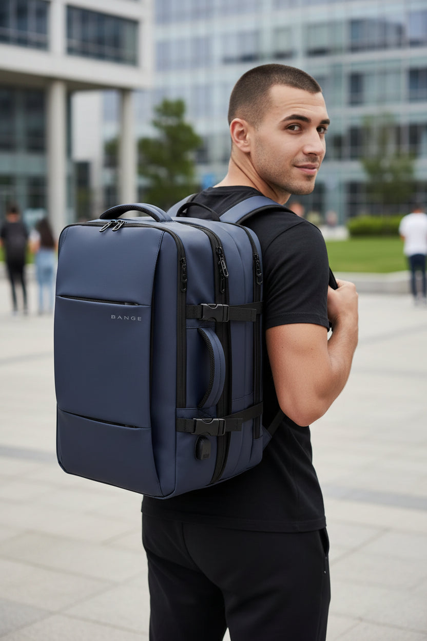 Uitbreidbare reis- en zakenlaptoprugzak met USB-oplaadpoort - Waterdichte rugzak met grote capaciteit voor 17,3" laptop (45L / 37L)
