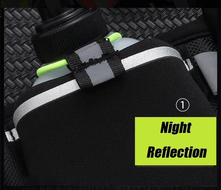 Black reflective safety vest with green accents on a textured surface, labeled 'Night Reflection'.