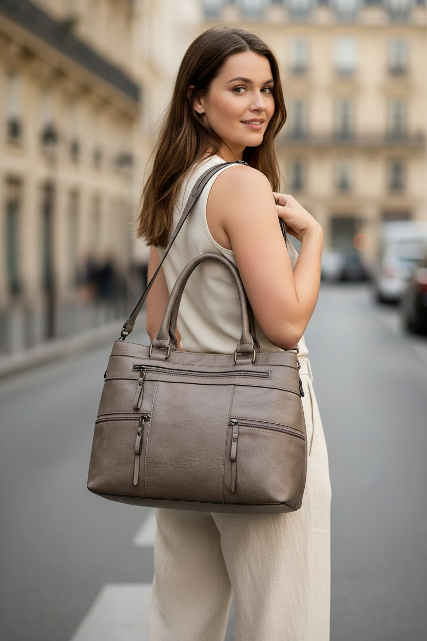 Dames handtas van veganistisch leer – Grote casual tote bag, schouder- en crossbodytas voor dagelijks gebruik van LevarJewelz