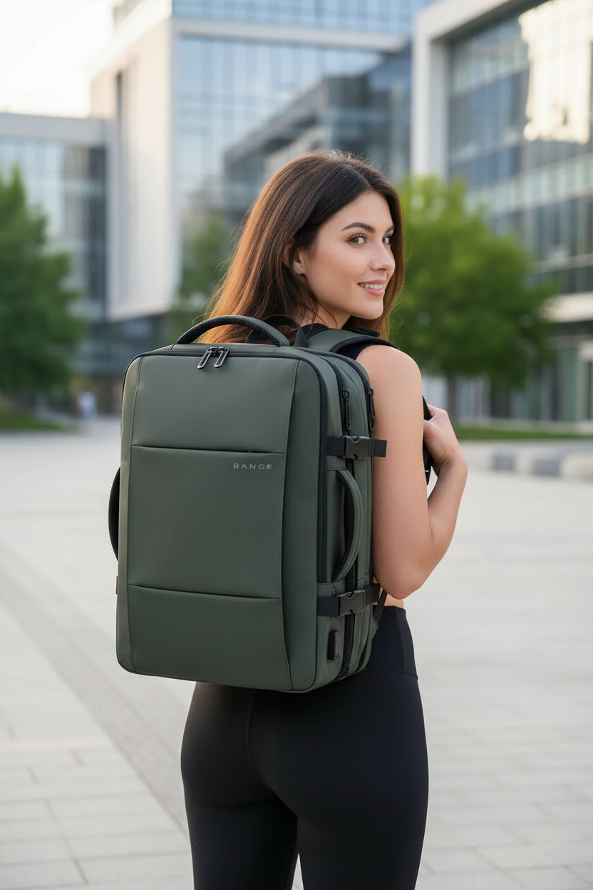 Uitbreidbare reis- en zakenlaptoprugzak met USB-oplaadpoort - Waterdichte rugzak met grote capaciteit voor 17,3" laptop (45L / 37L)