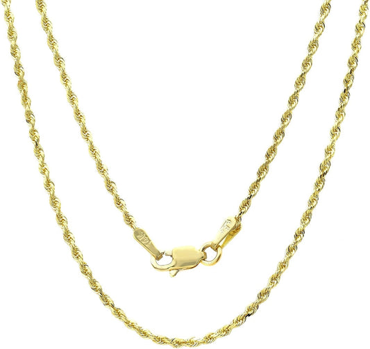 14 Karat Gold-Kordelkette für Männer und Frauen – Elegante, hohle 1,5 mm Gelbgoldkette von LevarJewelz (16"-24") 