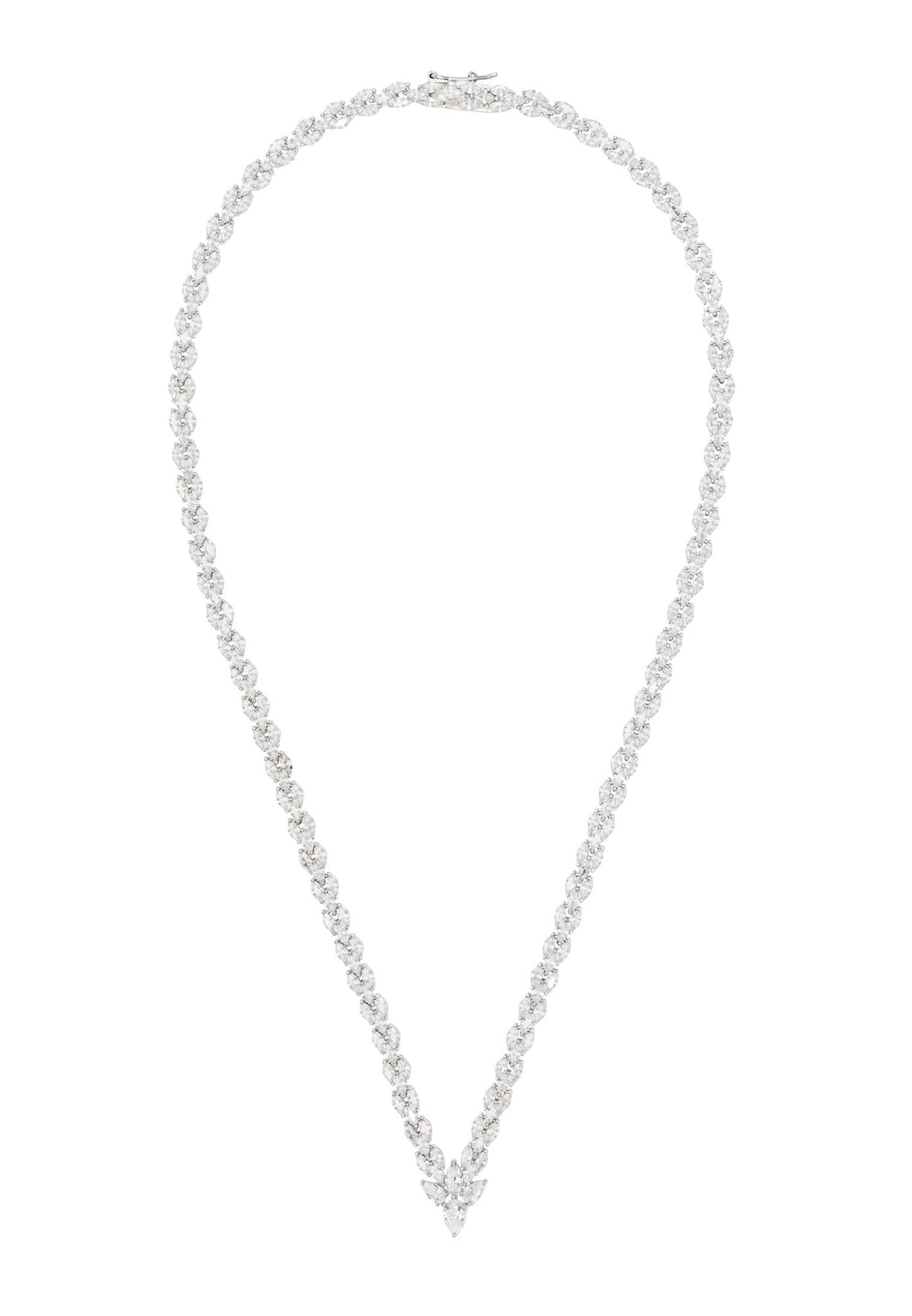 Luxury Petal Tennis Necklace for Women - Silver Choker with Simulated Diamonds | LevarJewelz