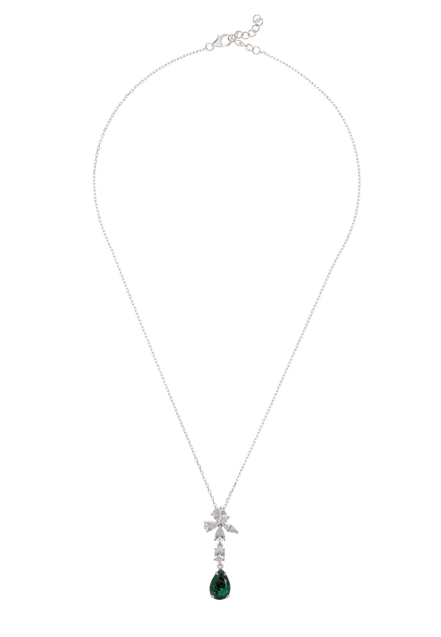 Isabella Peridot Hanger Ketting | 925 Sterling Zilver Bloemmotief met Gesimuleerde Diamanten 