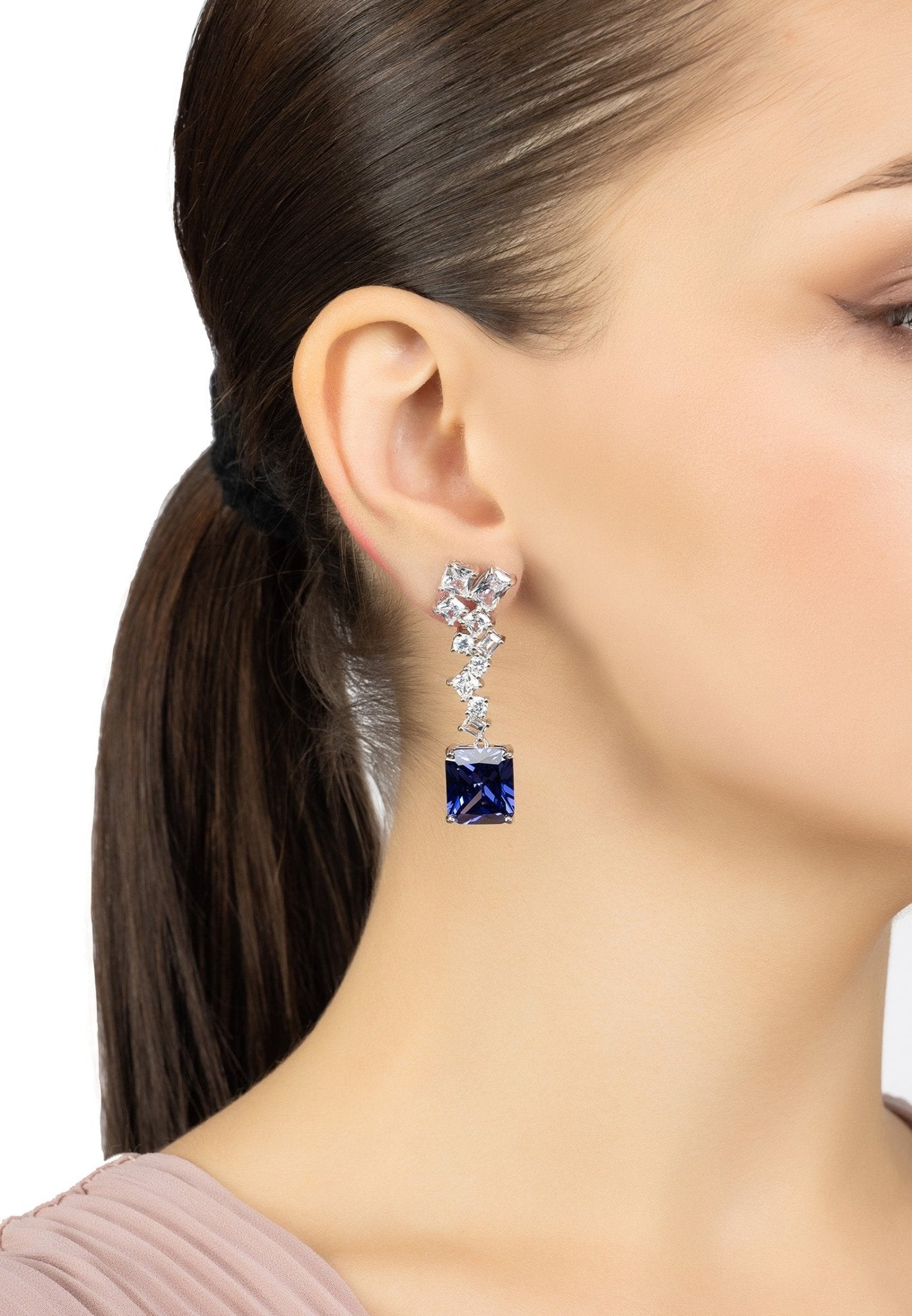 Diana Tanzanite Drop Earrings in 925 Sterling Silver - Elegant Luxury Jewelry for Women