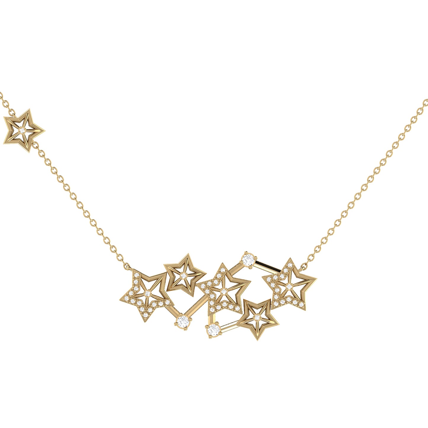 Starburst Constellation Diamant-Halskette aus 14 Karat Gelbgold Vermeil – Luxusschmuck von LevarJewelz 