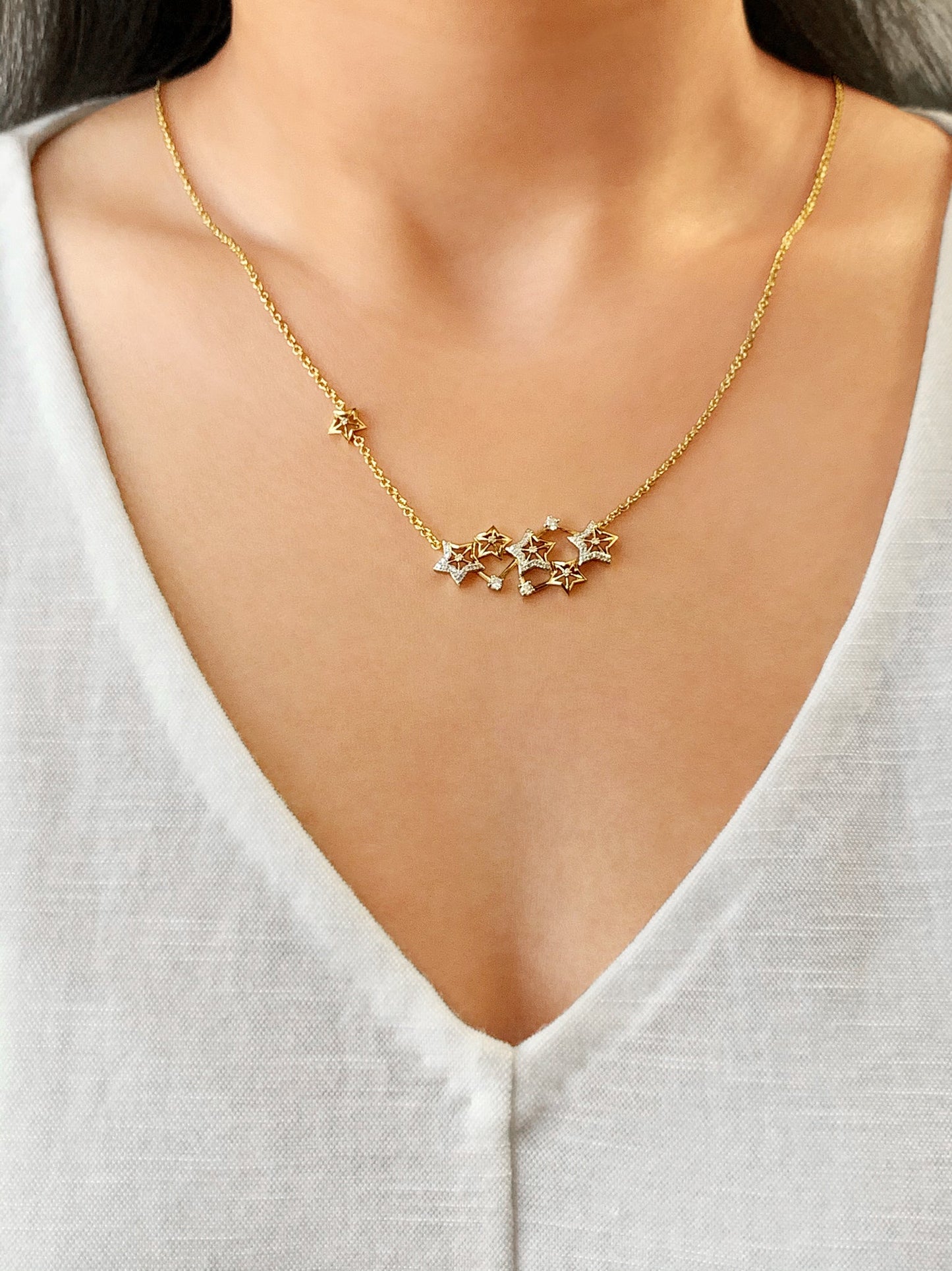 Starburst Constellation Diamond Necklace in 14K Yellow Gold Vermeil – Luxury Jewelry by LevarJewelz