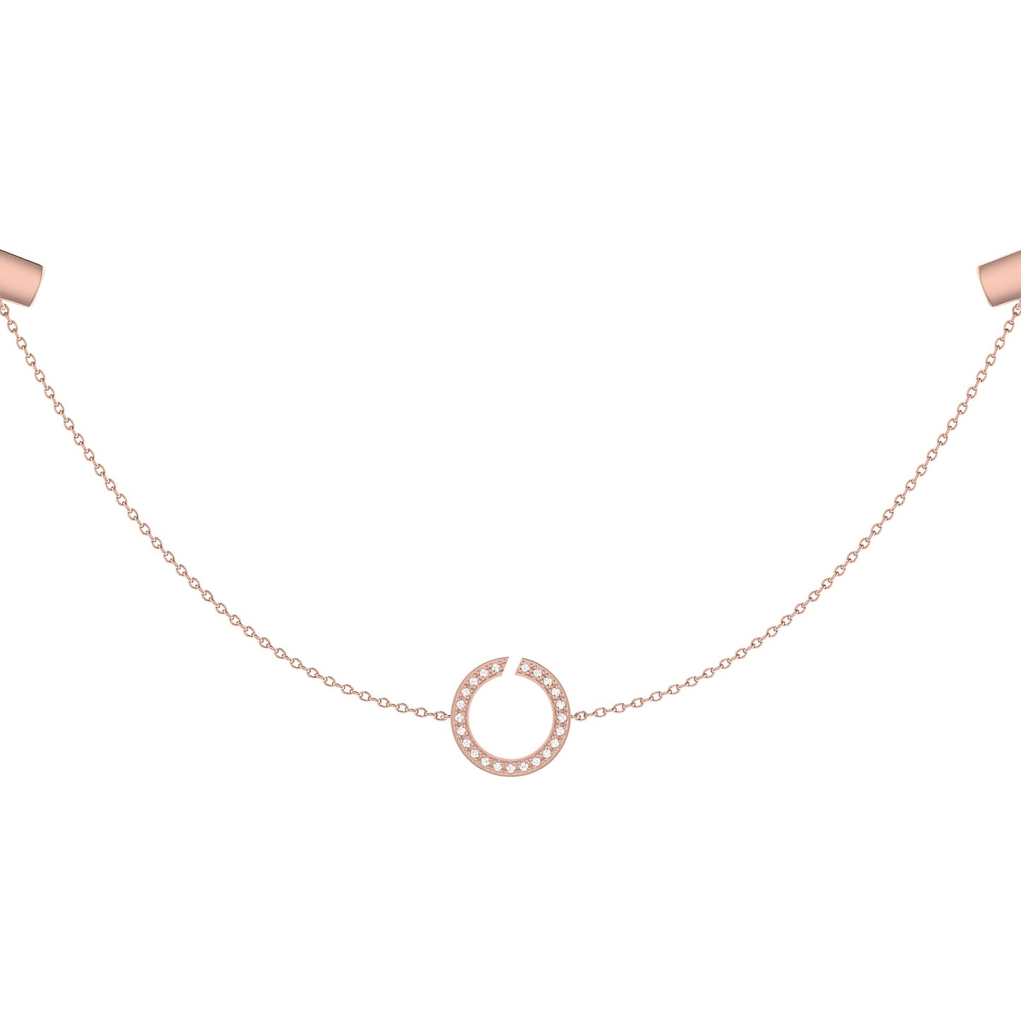 Avani Skyline Geometric Layered Diamond Necklace in 14K Rose Gold Vermeil - Luxury Jewelry by LevarJewelz