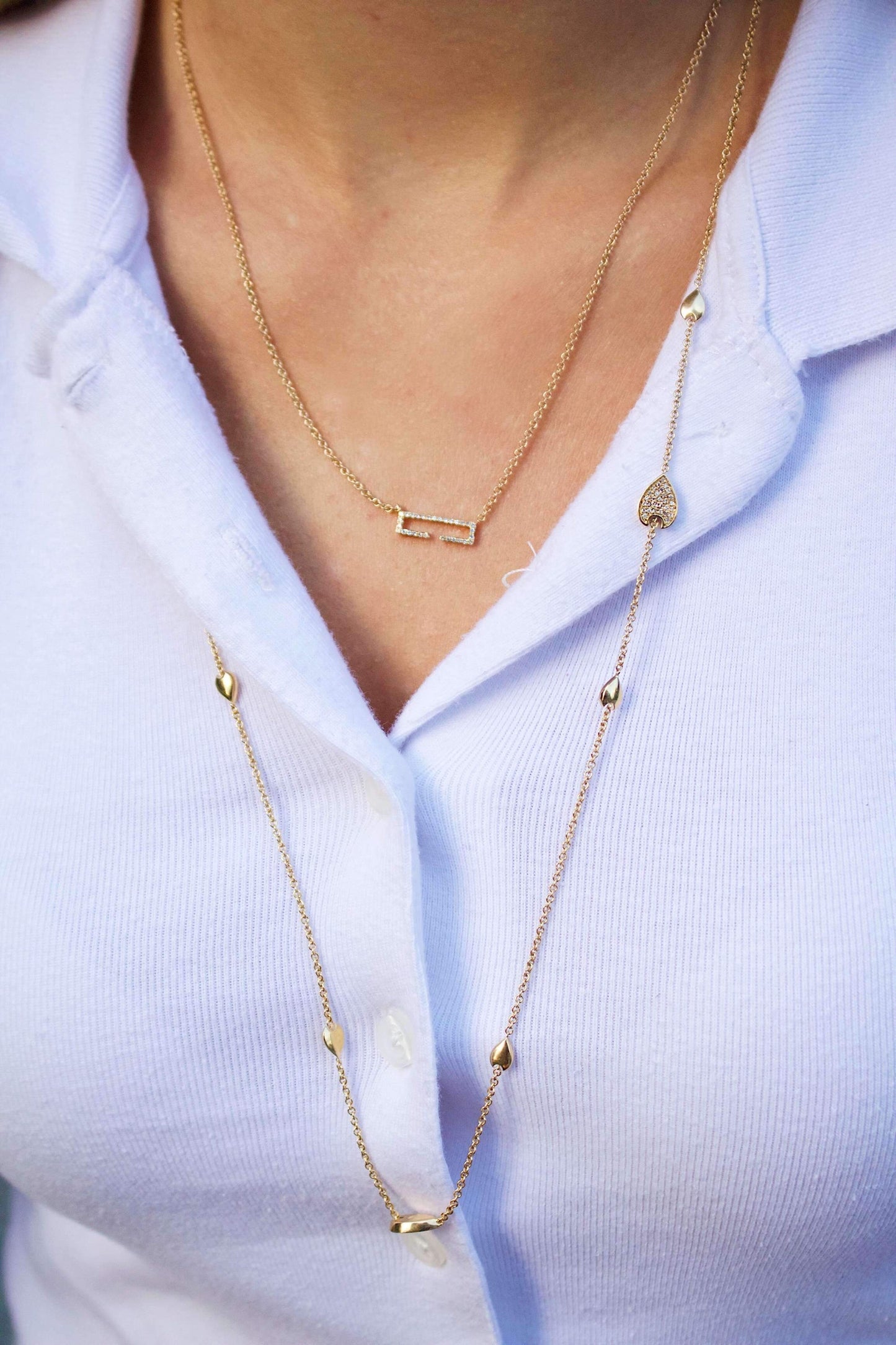 Avani Raindrop gelaagde diamanten ketting in 14K geelgoud verguld - luxe sieraden van LevarJewelz 