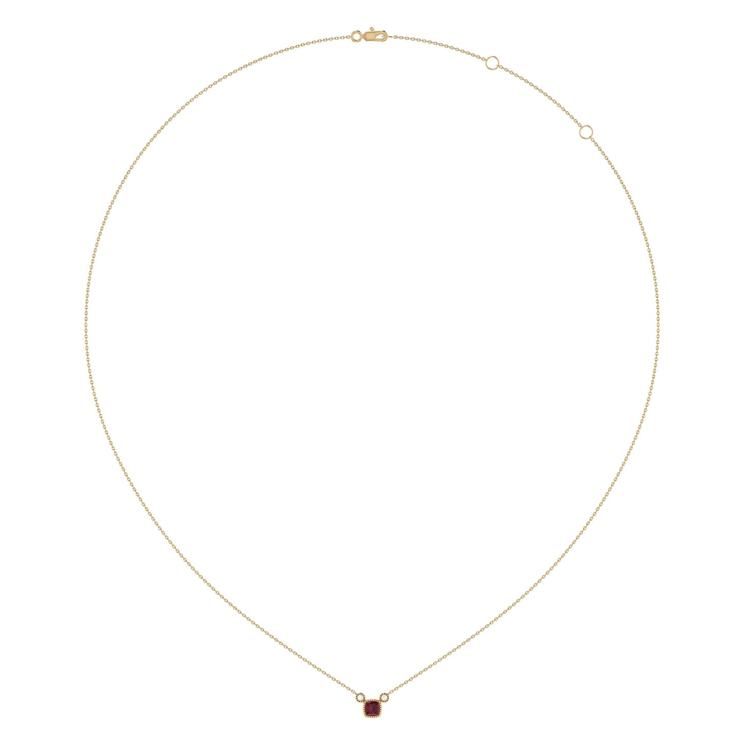 Luxury Cushion Cut Ruby & Diamond Necklace in 14K Yellow Gold – Birthstone Jewelry by LevarJewelz