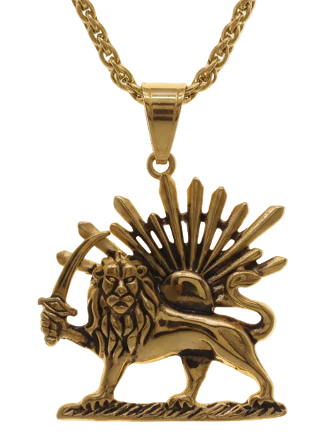 Sterling zilveren ketting met leeuw en zon (Shir o Khorshid) hanger – Antieke Pahlavi sieraden van LevarJewelz 