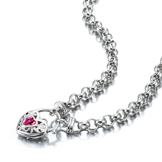 Luxury Jewelry by LevarJewelz | 925 Sterling Silver Plated 6mm Belcher Chain Necklace with Pink Filigree Locket – Shine Beyond Limits