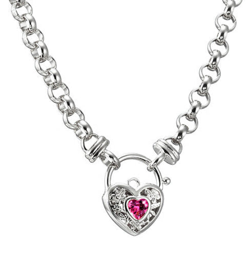 Luxury Jewelry by LevarJewelz | 925 Sterling Silver Plated 6mm Belcher Chain Necklace with Pink Filigree Locket – Shine Beyond Limits