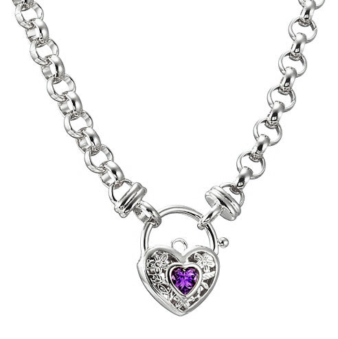 Luxury Jewelry by LevarJewelz | 925 Sterling Silver Plated 6mm Belcher Chain Necklace with Purple Filigree Locket – Shine Beyond Limits