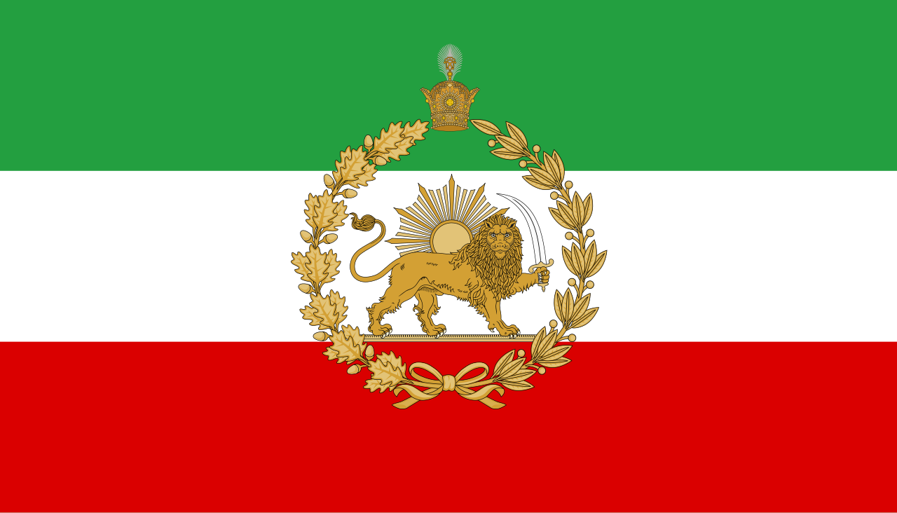Iranian Lion and Sun (Shir o Khorshid) Flag with Pahlavi Crown (Taj)  – Double Sided