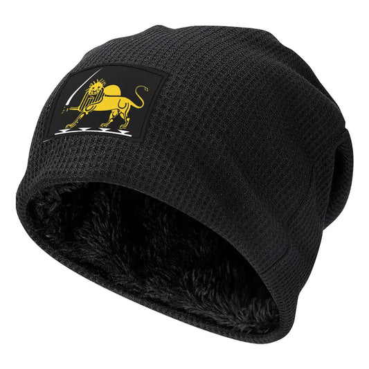 Iran Flag Persian Lion and Sun Beanie Hat for Men and Women – Fleece Lined Winter Skull Hat
