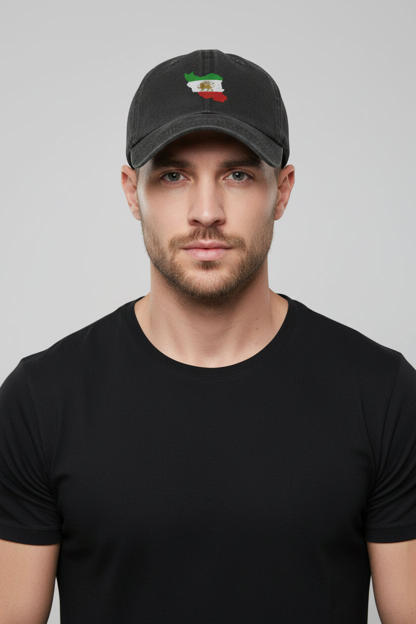 Verstelbare katoenen baseballpet met Iraanse kaart en leeuwenzonembleem - Unisex Perzische streetwearhoed van LevarJewelz 