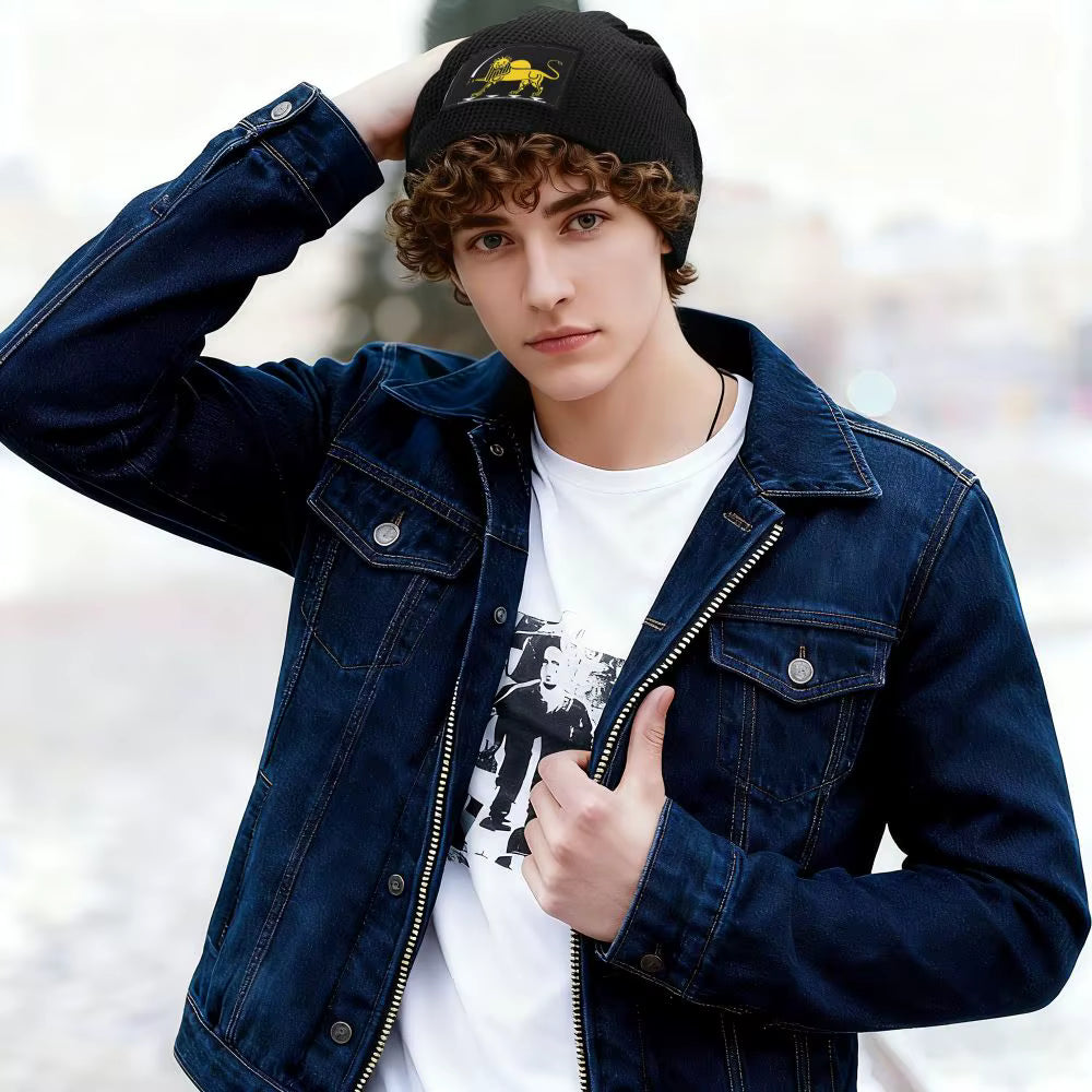 Iran Flag Persian Lion and Sun Beanie Hat for Men and Women – Fleece Lined Winter Skull Hat