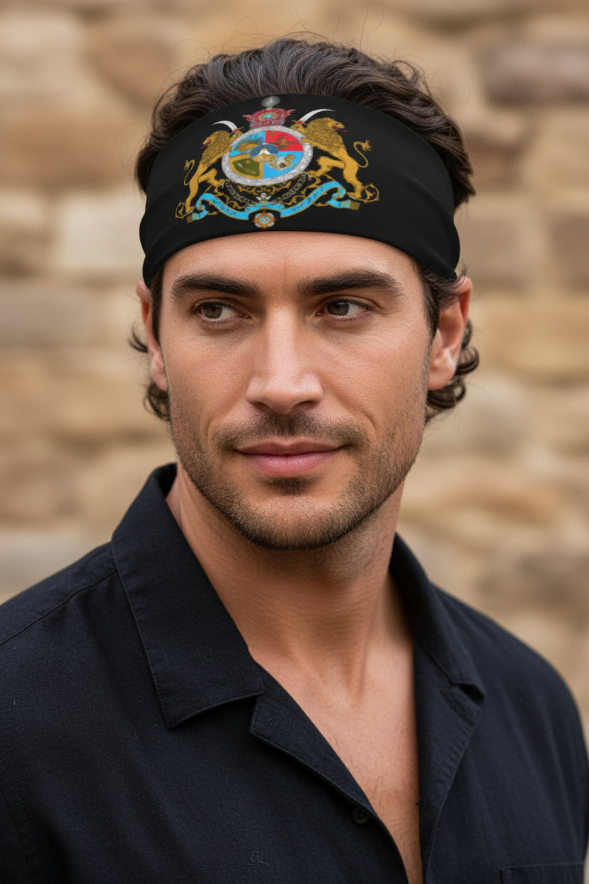 Lion and Sun Iran Flag Headband – Non-Slip Quick-Dry Sweatband for Cycling, Fitness & Outdoor Sports | LevarJewelz