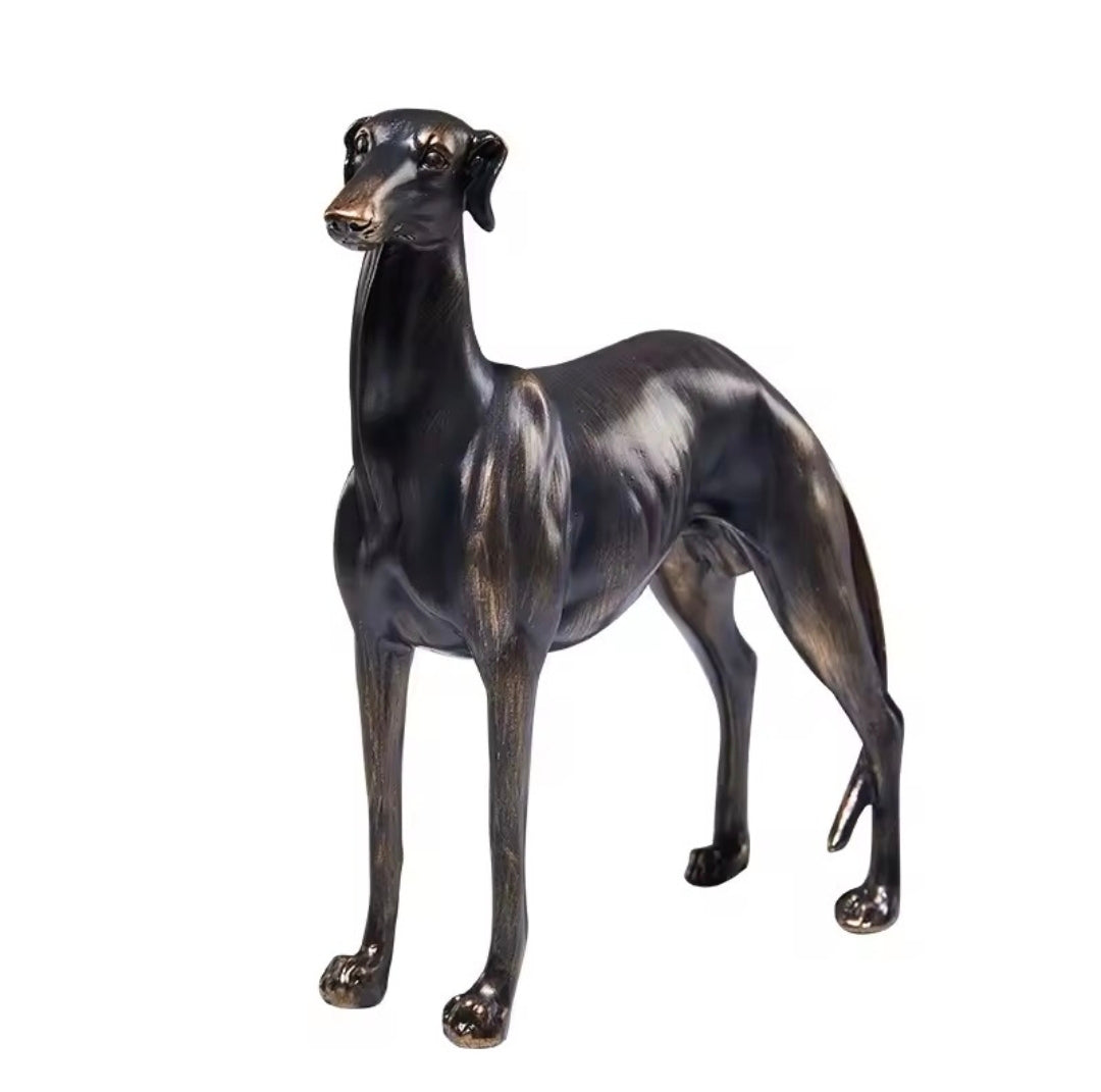 Greyhound Dog Resin Statue - Bronze Greyhound Figurine for Home Decor, Table Centerpiece & Living Room Sculpture