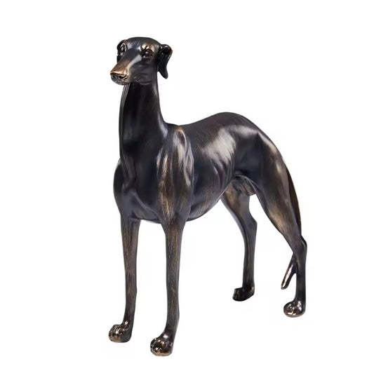 Greyhound Dog Resin Statue - Bronze Greyhound Figurine for Home Decor, Table Centerpiece & Living Room Sculpture