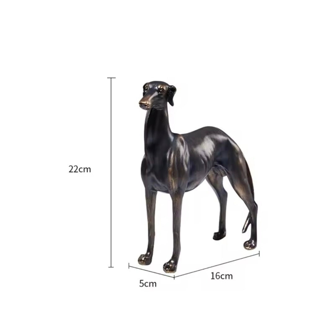 Greyhound Dog Resin Statue - Bronze Greyhound Figurine for Home Decor, Table Centerpiece & Living Room Sculpture
