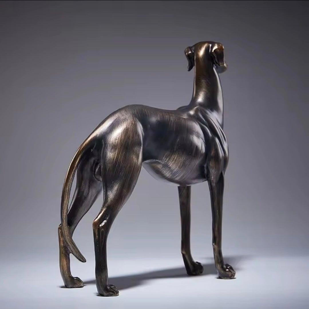 Greyhound Dog Resin Statue - Bronze Greyhound Figurine for Home Decor, Table Centerpiece & Living Room Sculpture