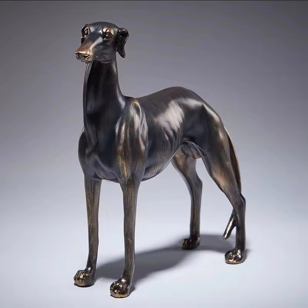 Greyhound Dog Resin Statue - Bronze Greyhound Figurine for Home Decor, Table Centerpiece & Living Room Sculpture