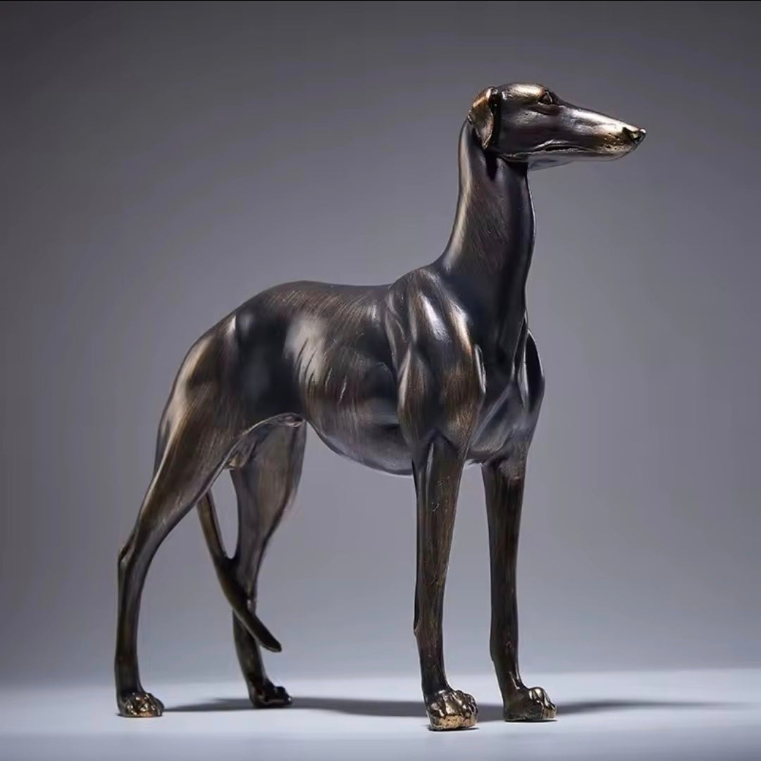 Greyhound Dog Resin Statue - Bronze Greyhound Figurine for Home Decor, Table Centerpiece & Living Room Sculpture