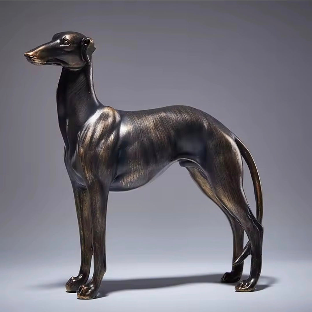 Greyhound Dog Resin Statue - Bronze Greyhound Figurine for Home Decor, Table Centerpiece & Living Room Sculpture