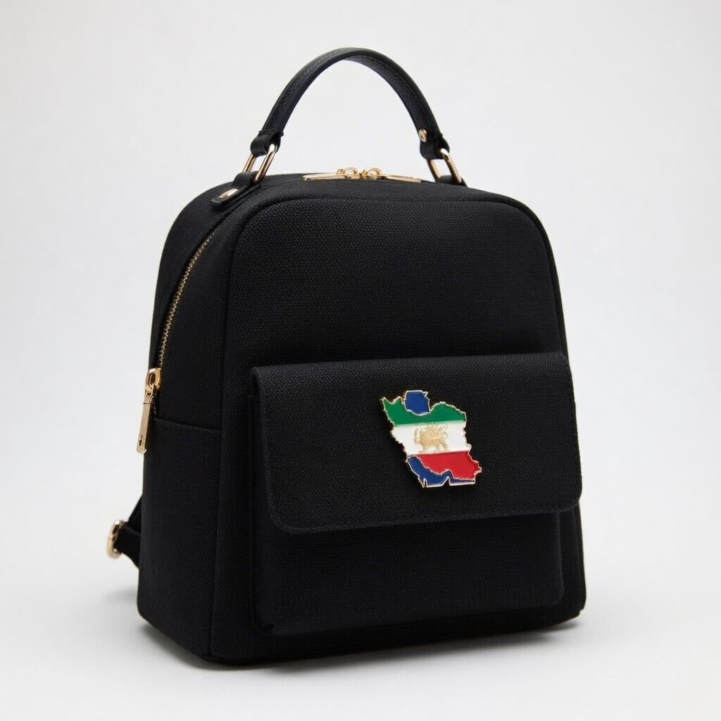 Iran Map Flag Badge Pin 3D – Lion and Sun Iran Map with Persian Gulf & Caspian Sea by LevarJewelz