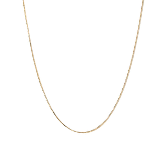 Schmale Baby-Box-Kette aus 14 Karat Gold für Männer und Frauen (0,7 mm, 16–24 Zoll) – Luxusschmuck von LevarJewelz 