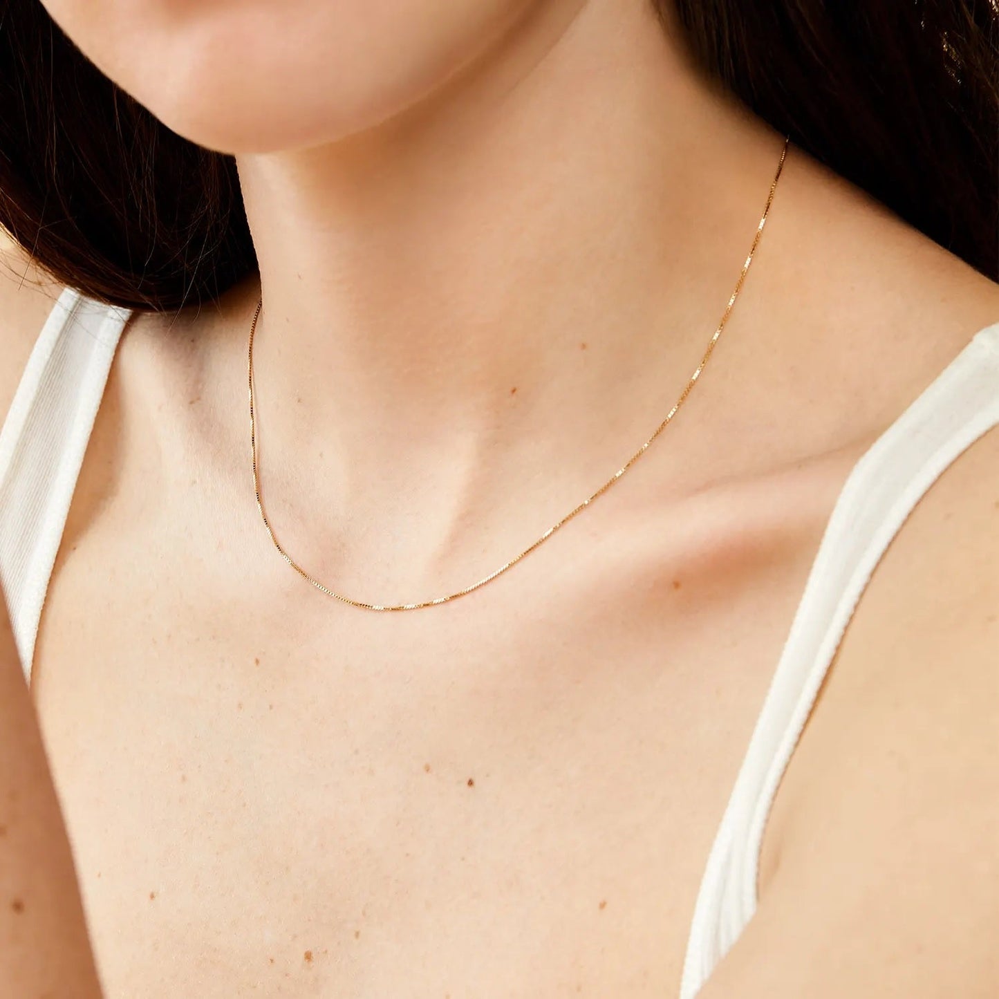 Schmale Baby-Box-Kette aus 14 Karat Gold für Männer und Frauen (0,7 mm, 16–24 Zoll) – Luxusschmuck von LevarJewelz 