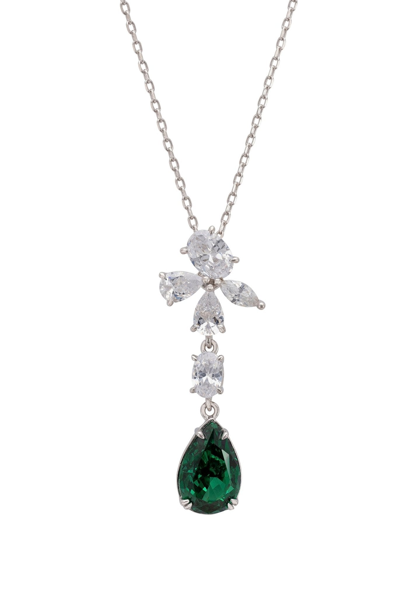 Isabella Peridot Pendant Necklace | 925 Sterling Silver Floral Design with Simulated Diamonds